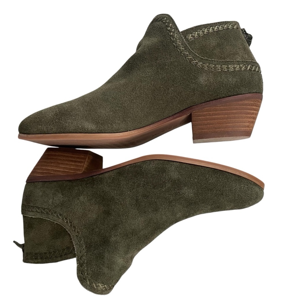 Violet and Red Karen Whipstitch Suede Booties